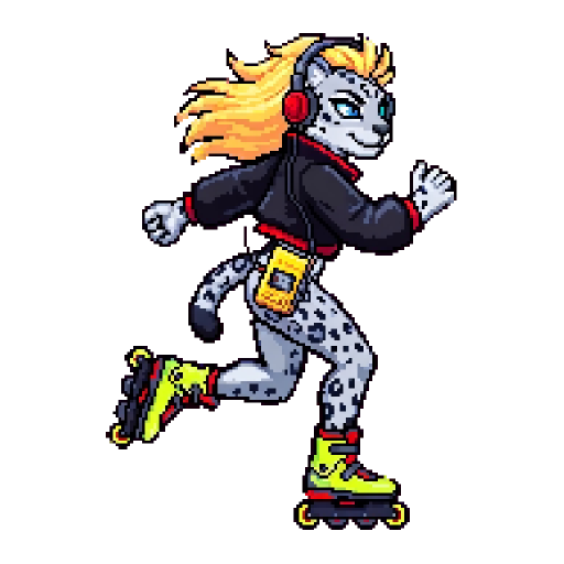 Hazel, Schneepantherin — Rollinbit-Charakter (Pixel Art)