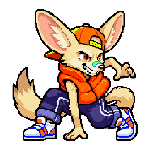 Jack, Fennek — Rollinbit-Charakter (Pixel Art)