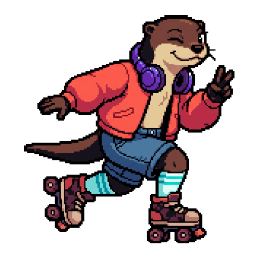 Lou, Otter — Rollinbit-Charakter (Pixel Art)