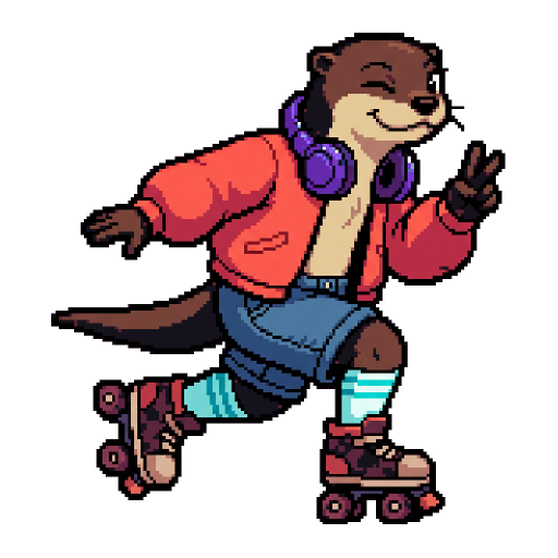 Lou, Lontra — personaggio Rollinbit (pixel art)
