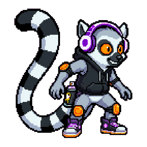 Nyx, Lemur — Rollinbit-Charakter (Pixel Art)