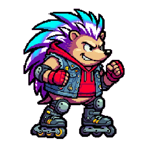 Peak, Igel — Rollinbit-Charakter (Pixel Art)