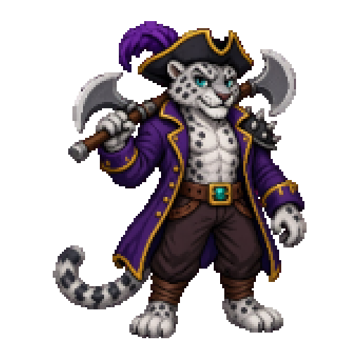 Snark, Schneeleopard — Rollinbit-Charakter (Pixel Art)