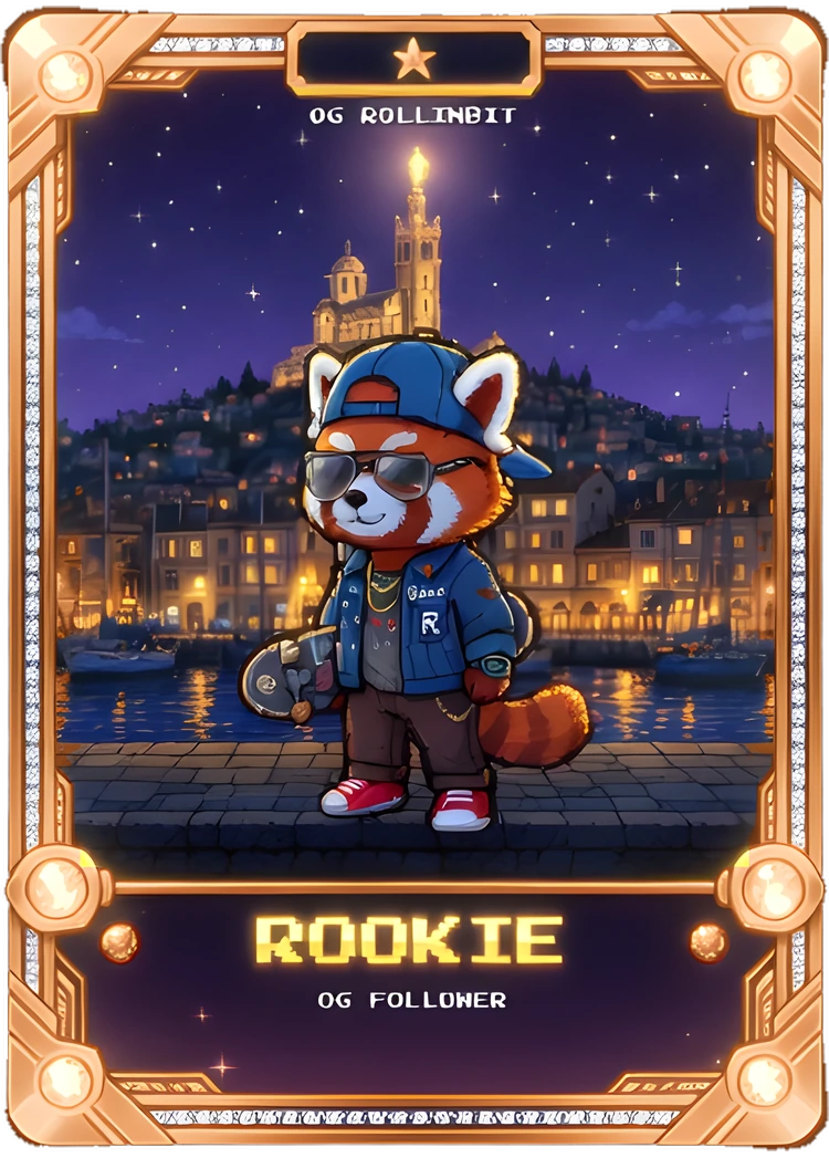 Carte collector OG Rollinbit Rookie bronze, une étoile — Roly au Vieux-Port de Marseille, sous-titre OG FOLLOWER